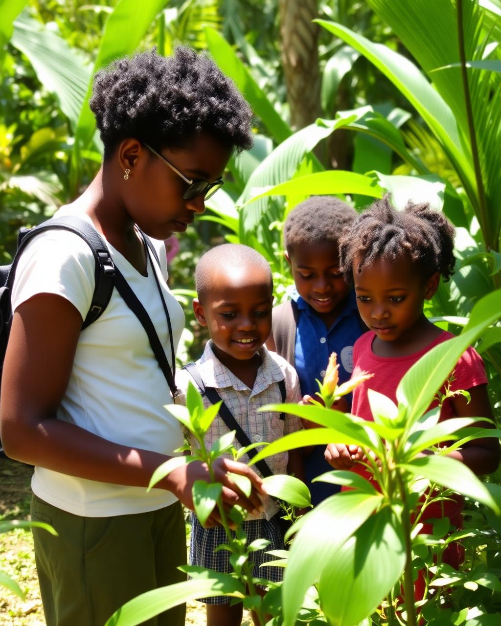 Children on a botanical garden field trip